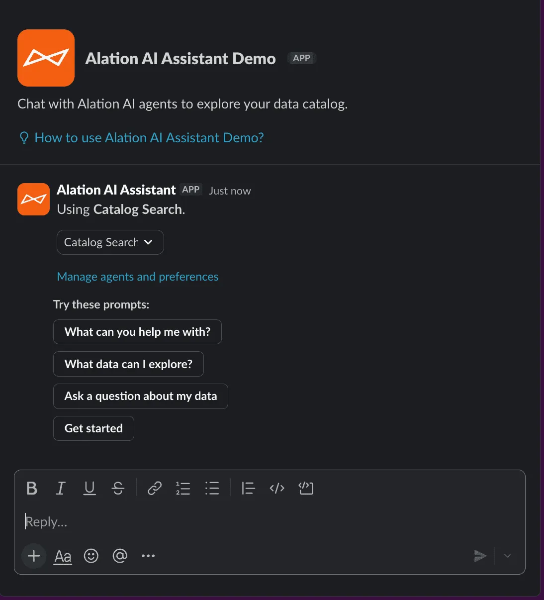 DM chat view with suggested prompts
