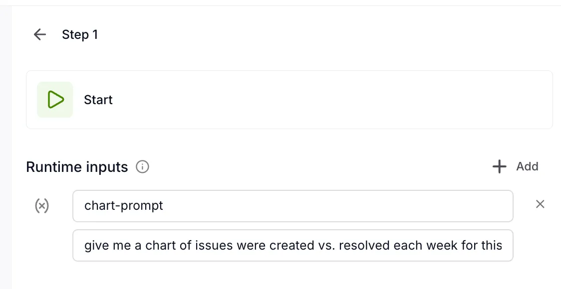 Start step with chart-prompt parameter configured