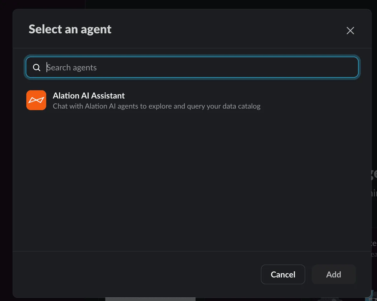 Select an agent modal