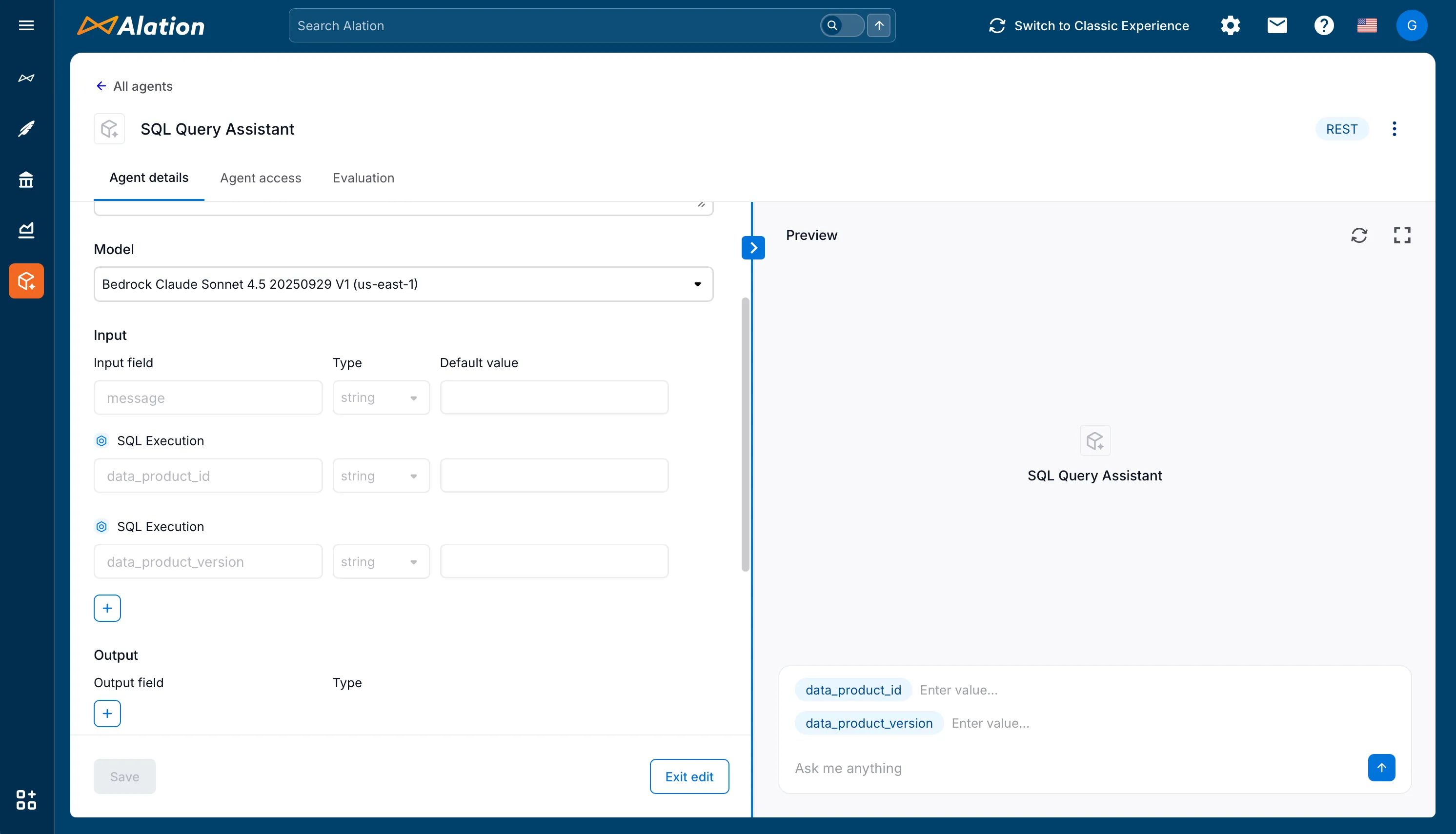 Agent Input Configuration