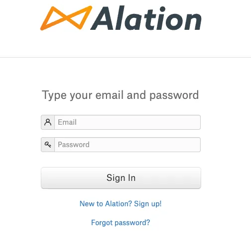 Alation login page