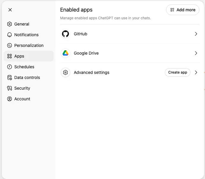 Create app button visible