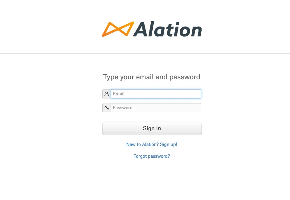 Alation login page