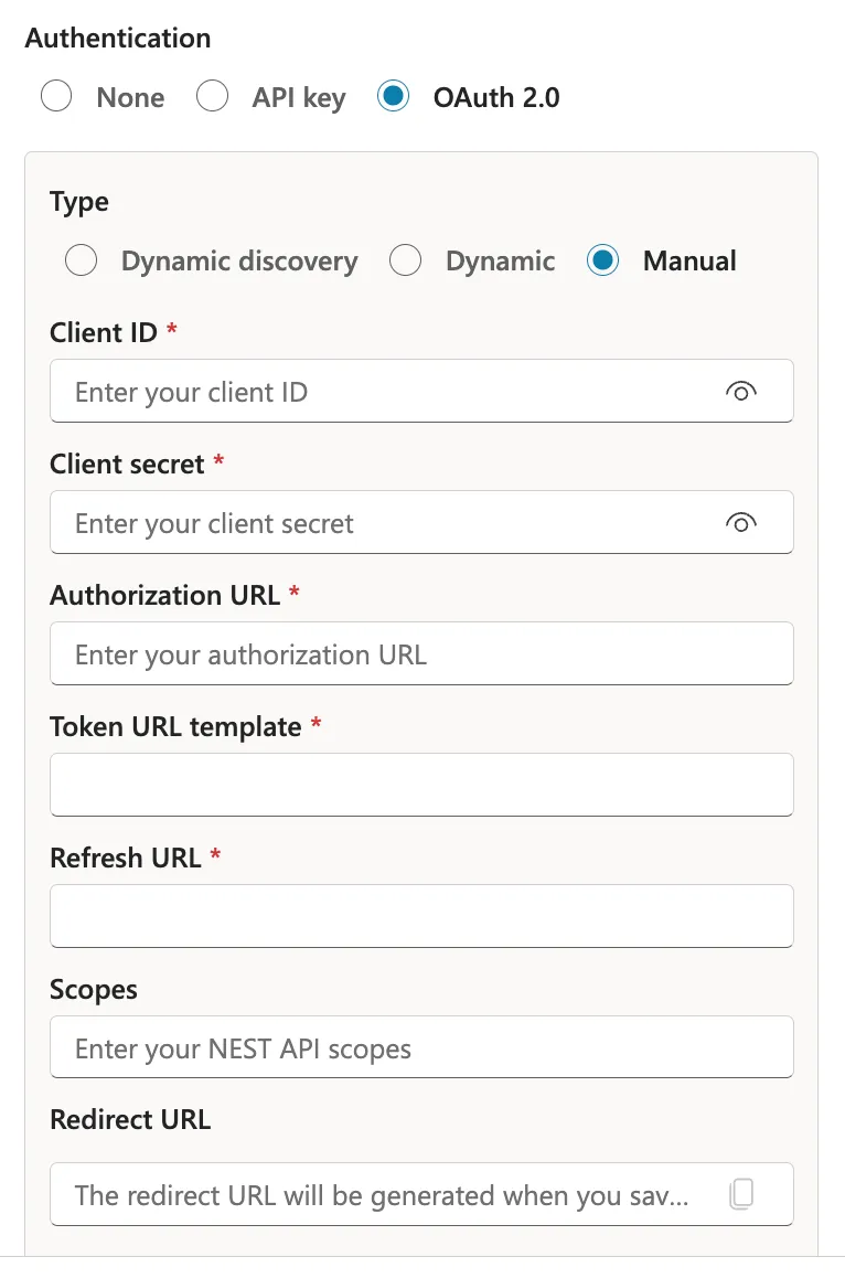 OAuth 2.0 Configuration Form