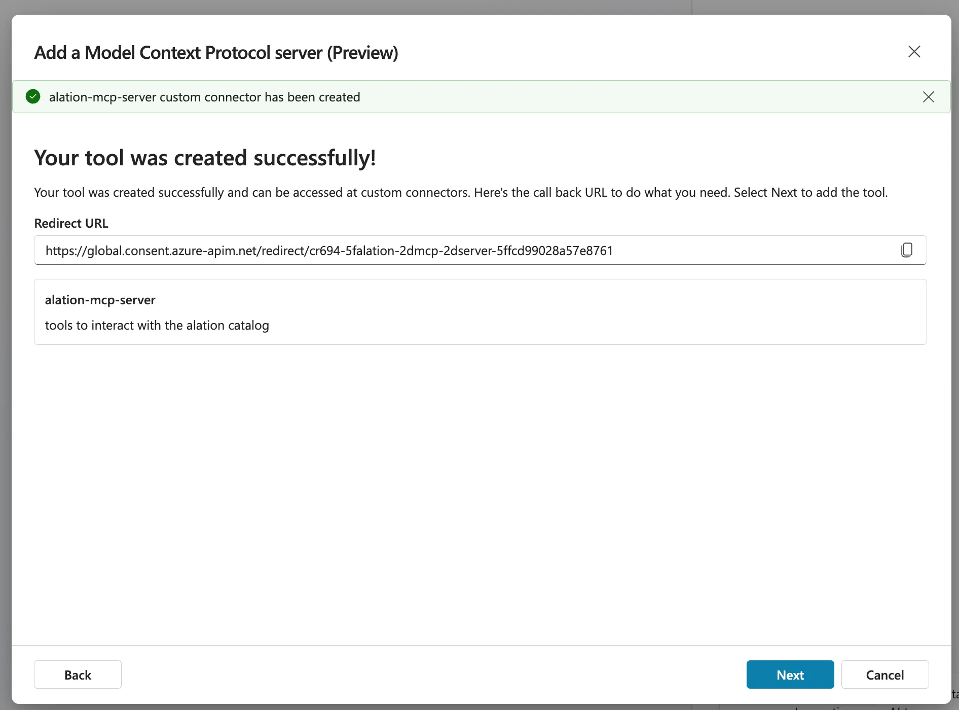 Redirect URI Generated