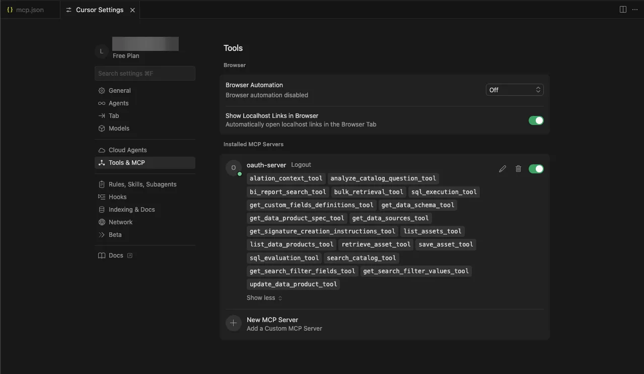 Cursor Settings page