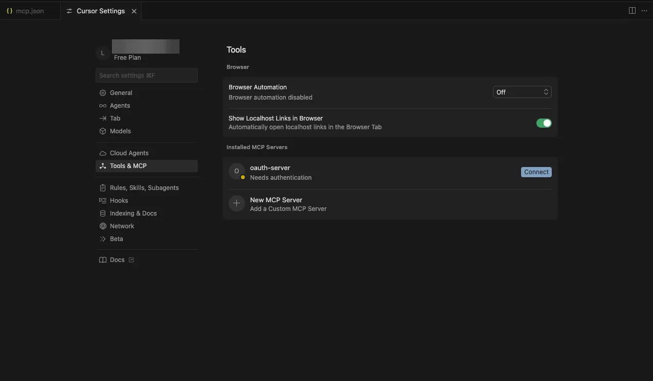 Cursor Settings page
