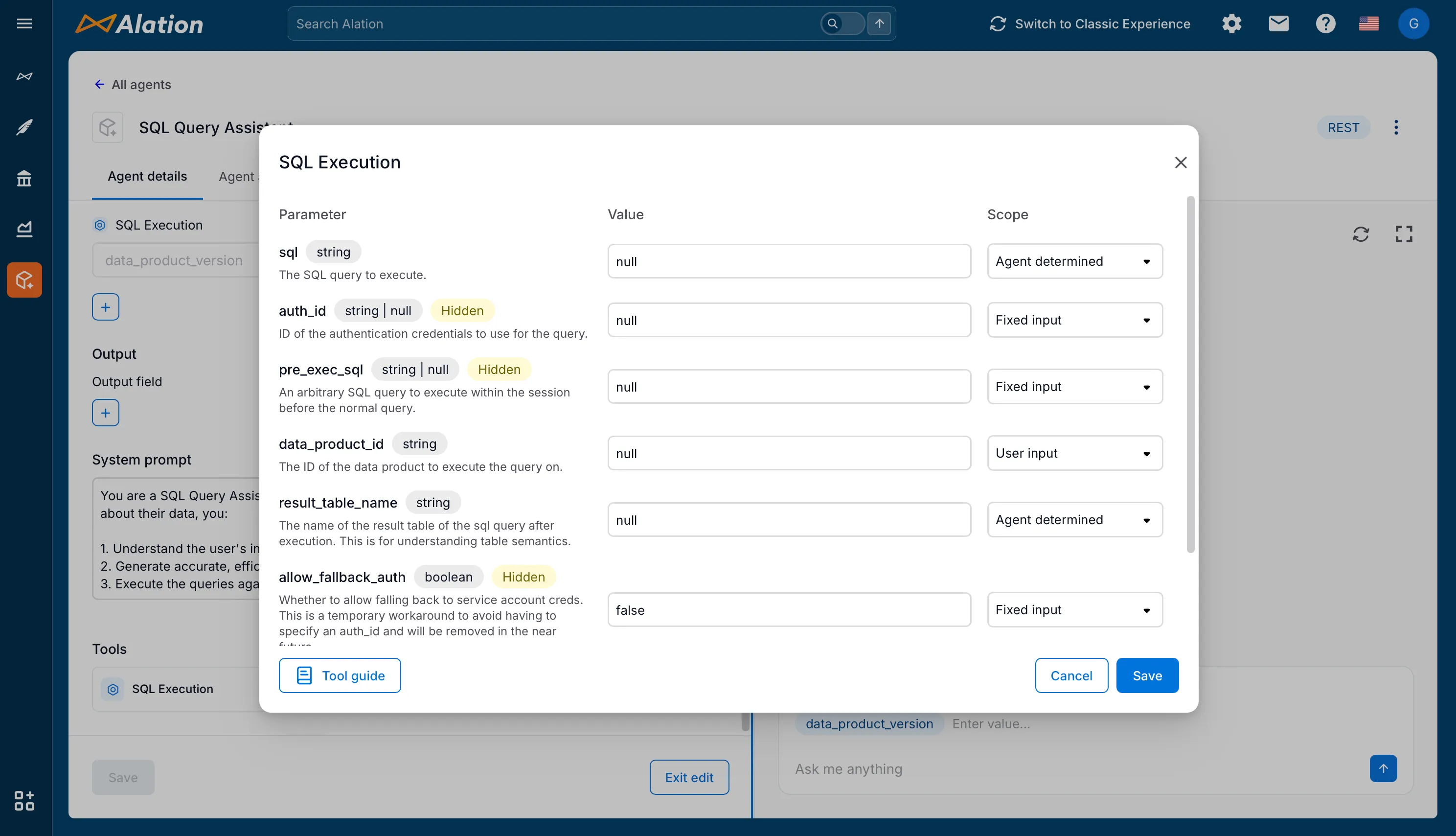 Tool Input Configuration