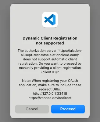 Dynamic Client Registration modal