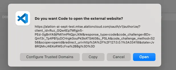 First external website modal with loopback address