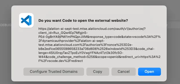 Second external website modal with vscode.dev redirect