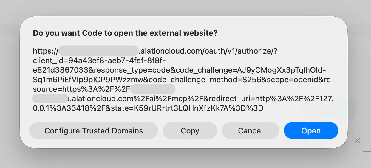 First external website modal with loopback address
